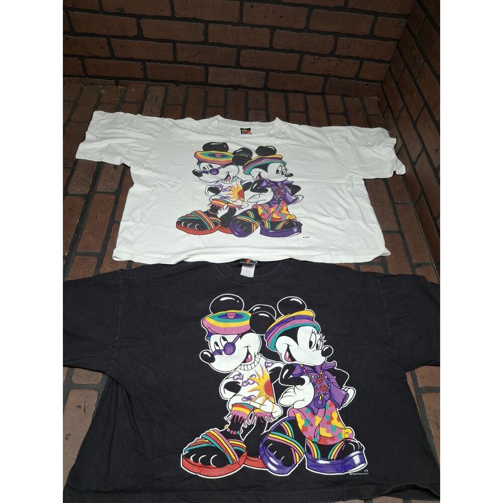 VTG Mickey Minnie Mouse Crop Top Belly Shirt Women One Size Lot Of 2